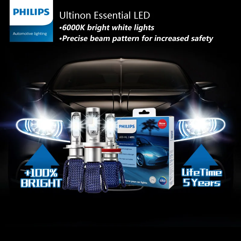 Philips Ultinon Эфирное светодиодный H4 H7 H8 H11 H16 HB3 HB4 HIR2 9003 9005 9006 9012 12V UEX2 6000 К авто фары