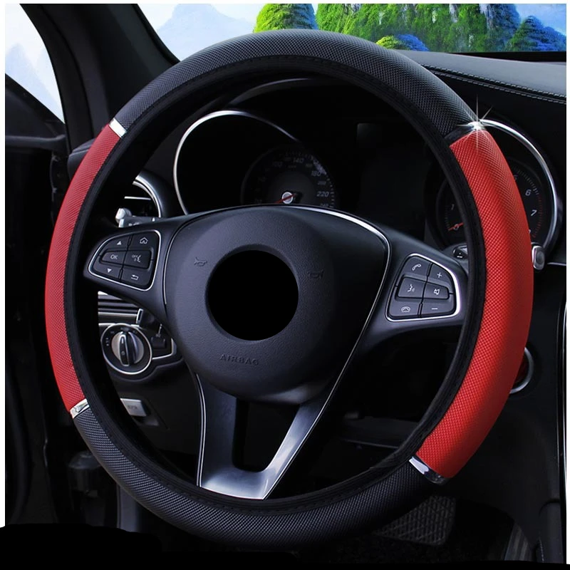 

Anti-slip car decoration PU leather steering wheel cover car shape general car steering wheel cover 37-38cm diameter