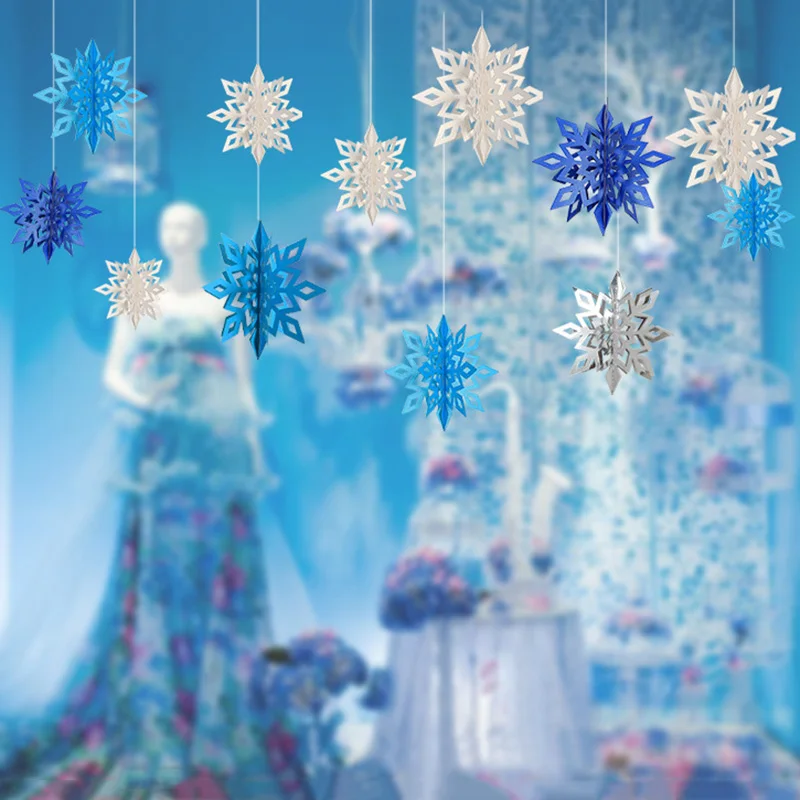 6 шт. картонные 3D полые снежинки подвесные украшения для рождественской