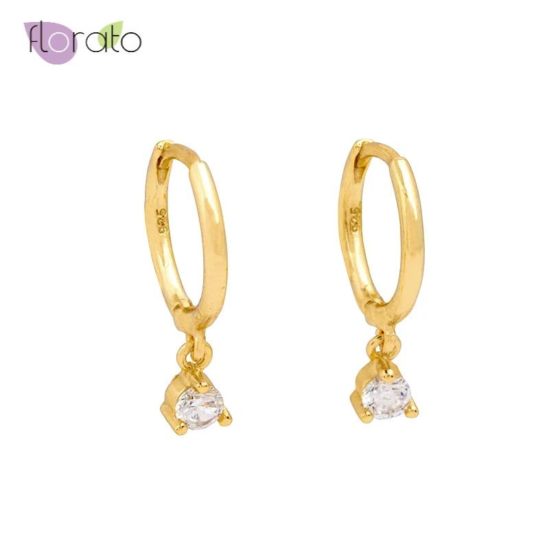 Женские серьги кольца из серебра 925 пробы с фианитами|Серьги-кольца| |