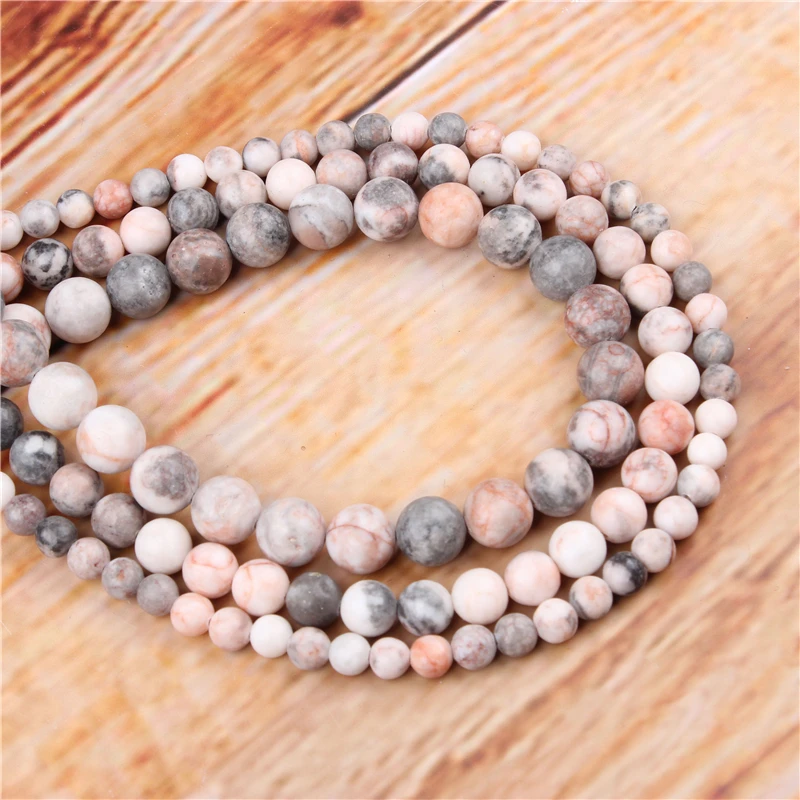 

4/6/8/10/12mm Pink Zebra Natural Stone Beads Loose Stone Round Beads For DIY Jewelry Bracelet Necklace Make