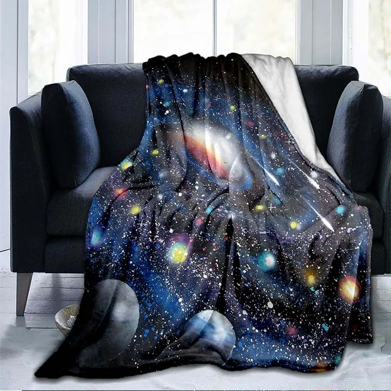 

Winter Warm Space Universe Microfiber Blanket Soft Coral Fleece Edging Blankets Bedspread Bed Fantasy Throw Weight kids Blanket