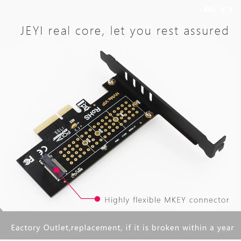 JEYI SK4 Pro M.2 NVMe SSD NGFF к PCIE X4 адаптер M ключ интерфейсная карта Suppor PCI Express 3,0x4 2230-2280 Размер m.2 полная скорость