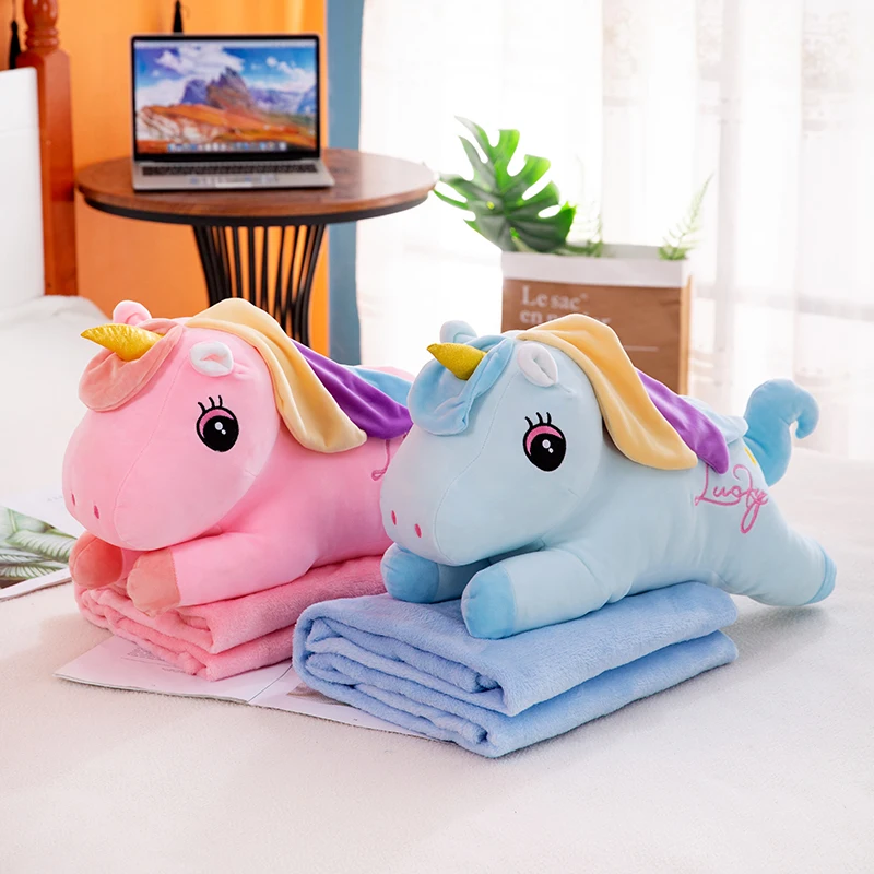 

Instagram Unicorn Plush Toy Pony Nap Air Conditioner With Blanket Girl Gift Bed Decoration Cushion