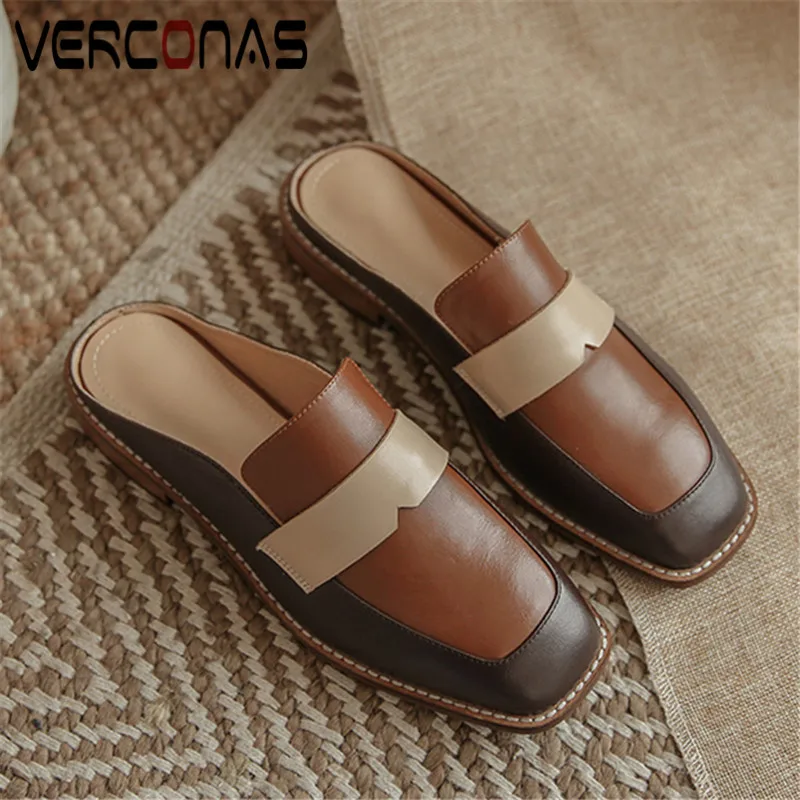 VERCONAS без задника Модная Новое поступление Женские туфли лодочки из натуральной