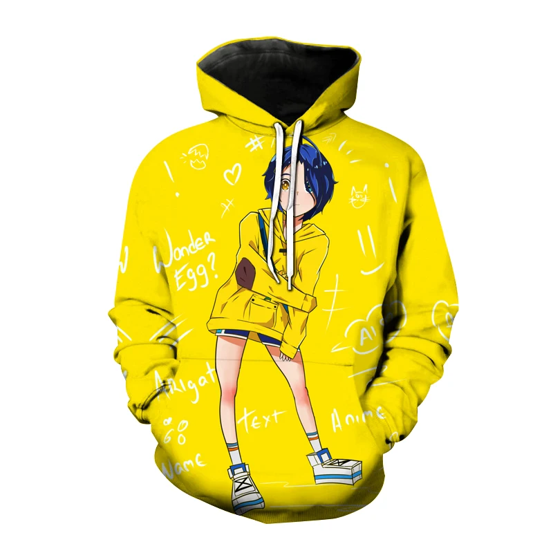 

Новинка, толстовка с капюшоном Wonder Egg в стиле аниме, толстовка с 3D принтом, кавайная девушка, Харадзюку, мужская и женская уличная одежда, мод...