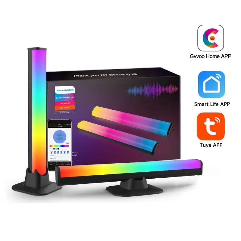 

Светодиодный RGB-светильник Tuya с управлением звуком, управление через приложение, активация голосом, световая полоса с окружающим цветом, му...