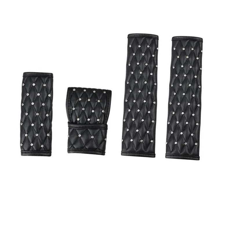 Universal Crystal Car Seat Belt Cover Set Diamond Hand Brake Gear Cover Auto Shoulder Pad Styling Car Interior Accessories