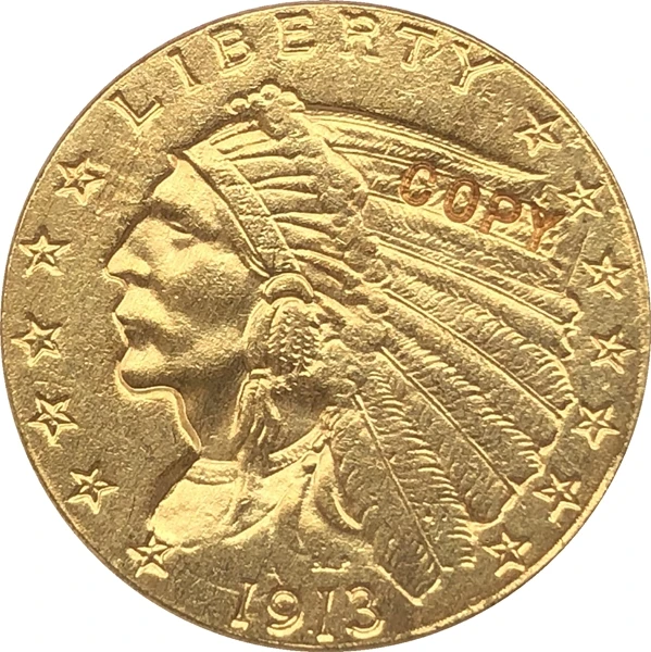 

24-K позолоченный 1913 $2,5 золото индийская половина монета с изображением орла копия