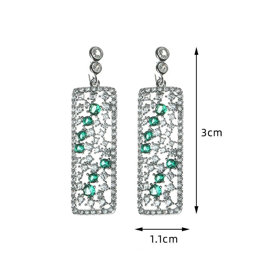 Женские длинные квадратные висячие серьги с микро стразами модные ювелирные