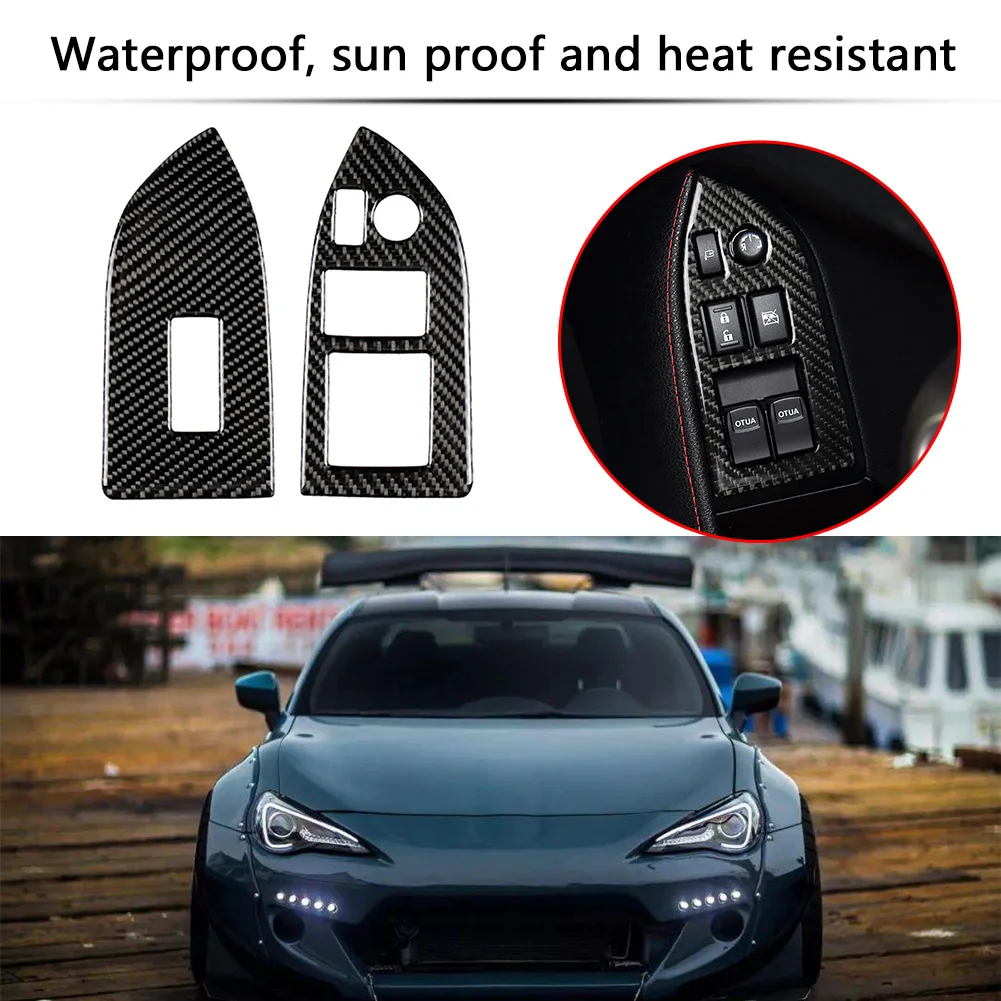 

Auto RHD Window Lifter Control Armrest Panel Carbon Fiber Sticker Kit for Subaru BRZ/Toyota 86 13-17 156x71x2mm/6.14x2.8x0.08in