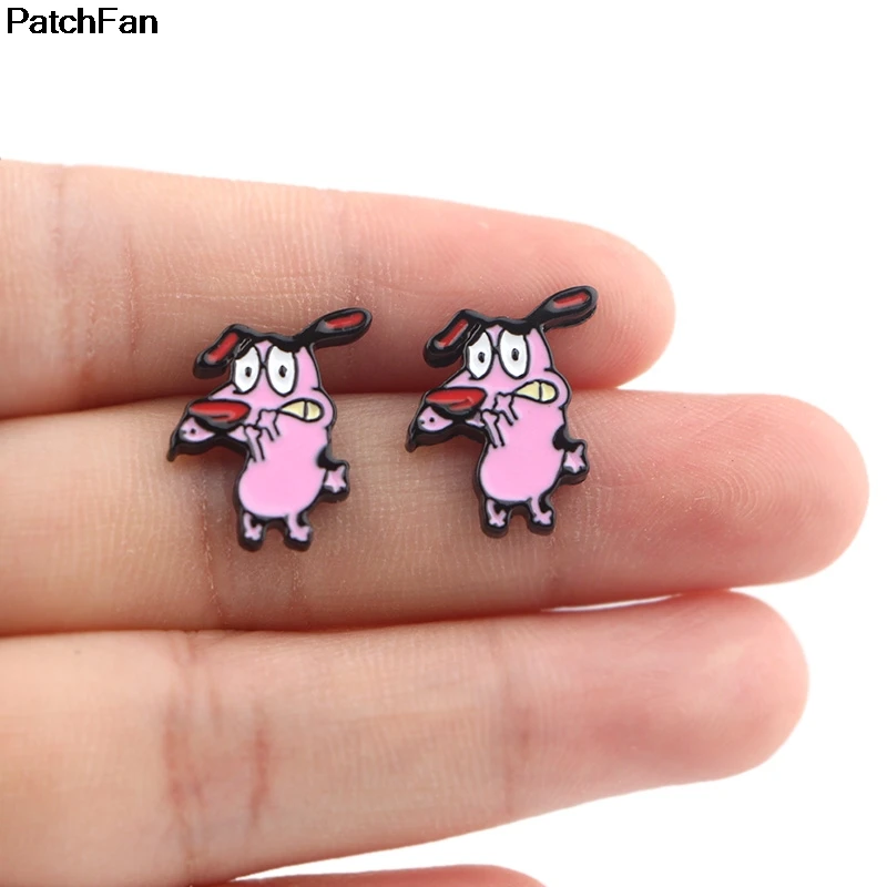Patchfan смелость трусливые серьги с собаками Эмаль Шарм милый творческий para