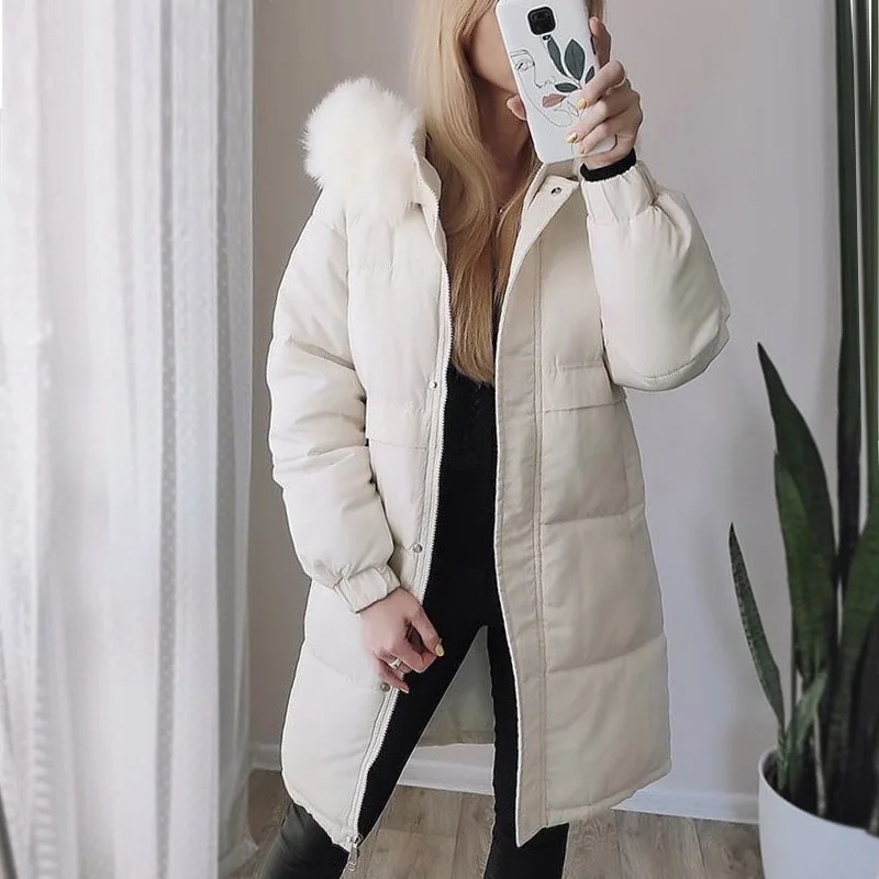 

3 Color For Choose New Women's Long Jacket Parkas 2022 Winter Coat Korean Cotton-padded