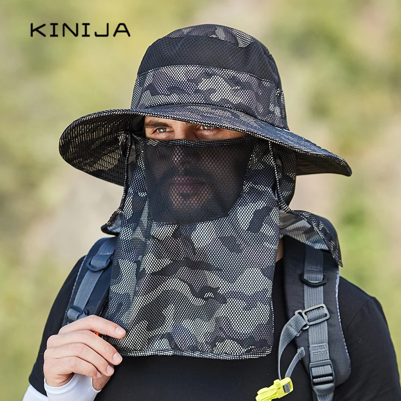 Кепка мужская с защитой от ультрафиолета съемная маска для лица и шеи рыбалки