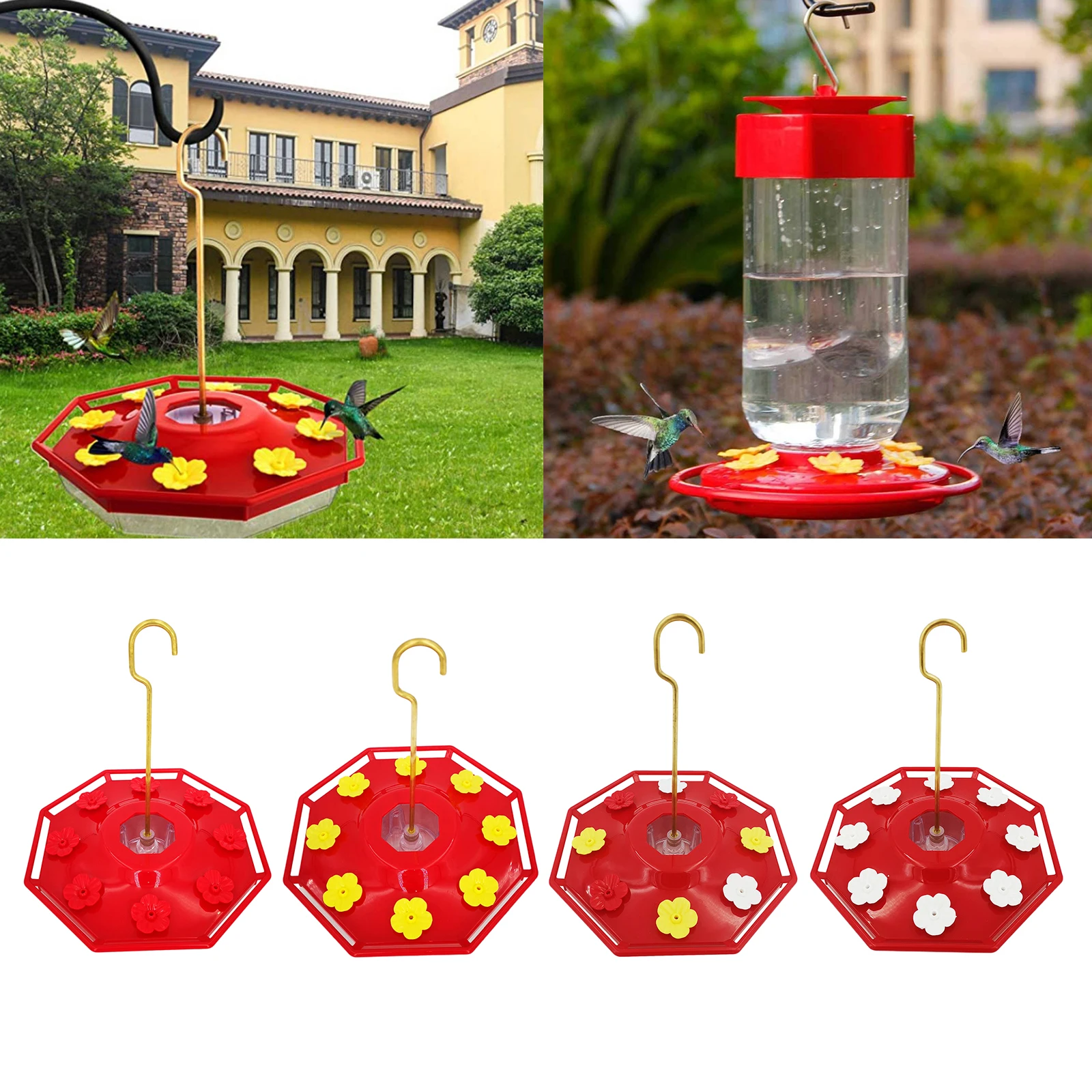 

Hummingbird Feeder Bird Water Drinker Feeder Waterer with 8 Ports Pet Bird Supplies Dispenser Bottle Drinking Cup