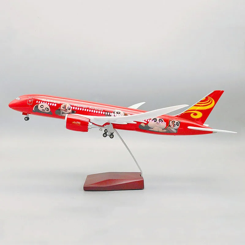 

43 см модель самолета Боинг 787 авиакомпании Hainan Airlines панда с колесами и подсветкой модель самолета подарок