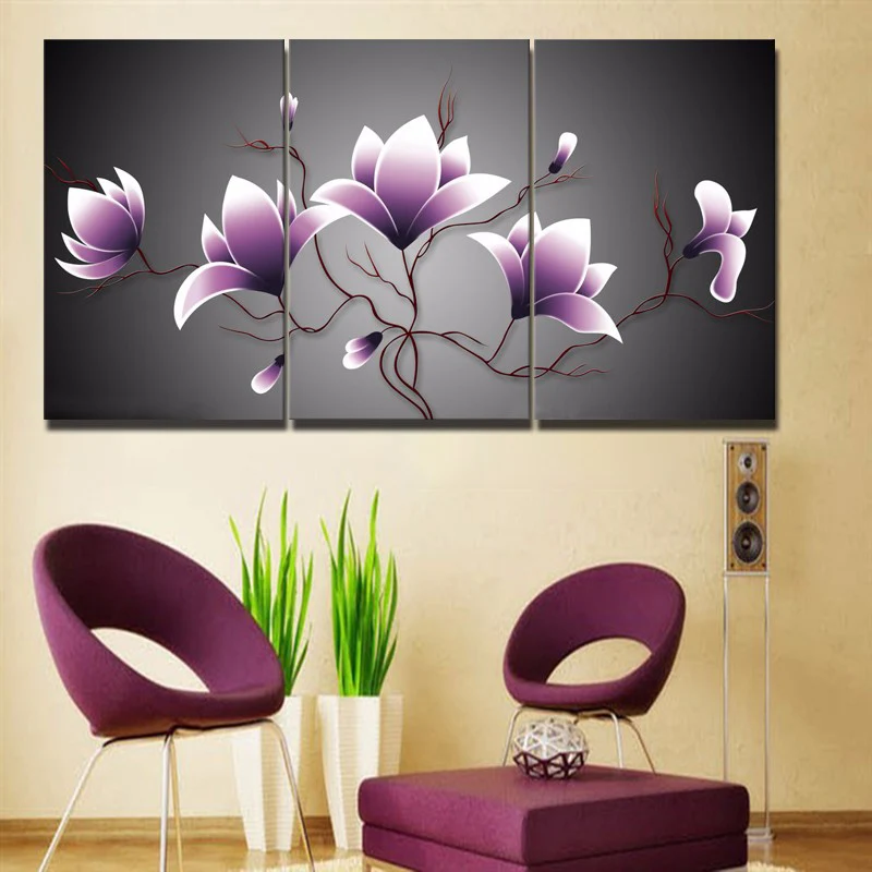 OLY Алмазная Вышивка Цветы triptych paintingsDiy Картина крестом круглая мозаика
