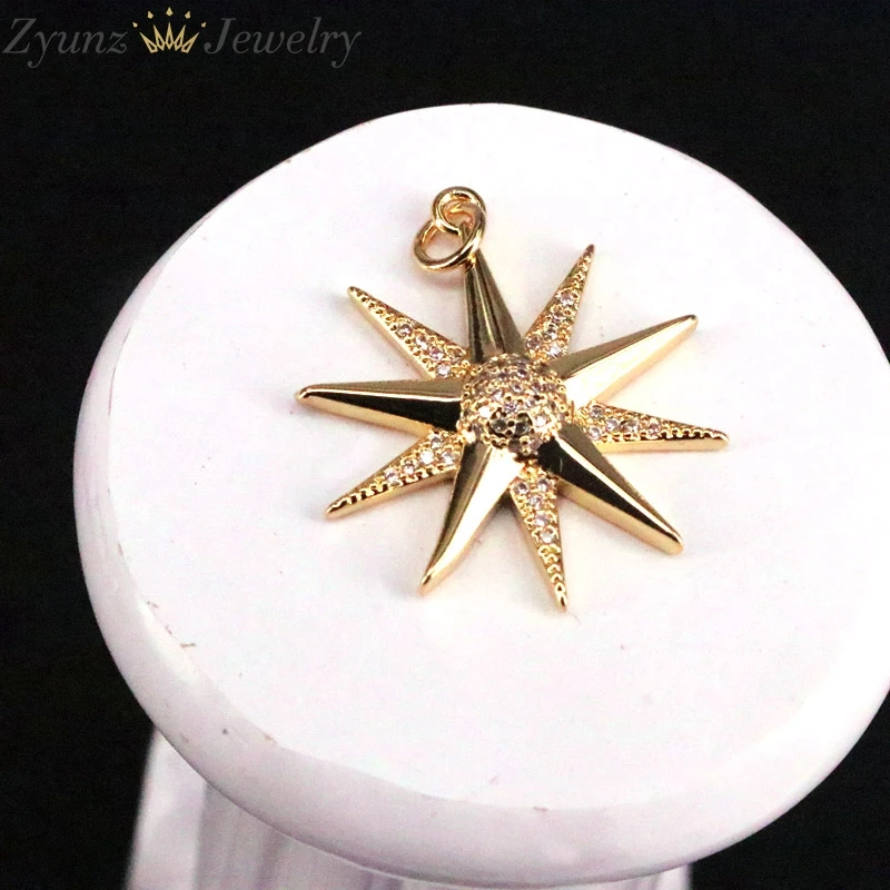 

10PCS, CZ Micro Pave Star Pendant/Charm, Cubic Zirconia Paved Charm, Necklace Bracelet Charm Pendant