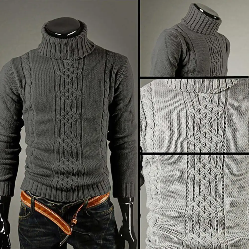 

Casual Sweater Ribbed Cuffs 4 Colors Comfortable Men Ribbed Cuffs Tight-fitting Sweater Men Sweater for Cold Weather