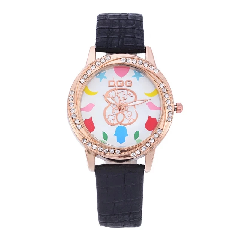 New Fashion Ladies Rhinestone Dress Watches Casual Leather Bracelet Wrist Watch Women Alloy Analog Quartz Watch Reloj mujer Hot