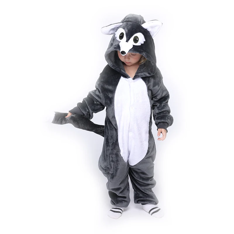 Детские комбинезоны-кигуруми с волком пижамы в виде животных костюм для косплея