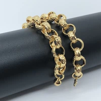 woman men yellow gold color circle link bell exaggeration bracelet hot sale