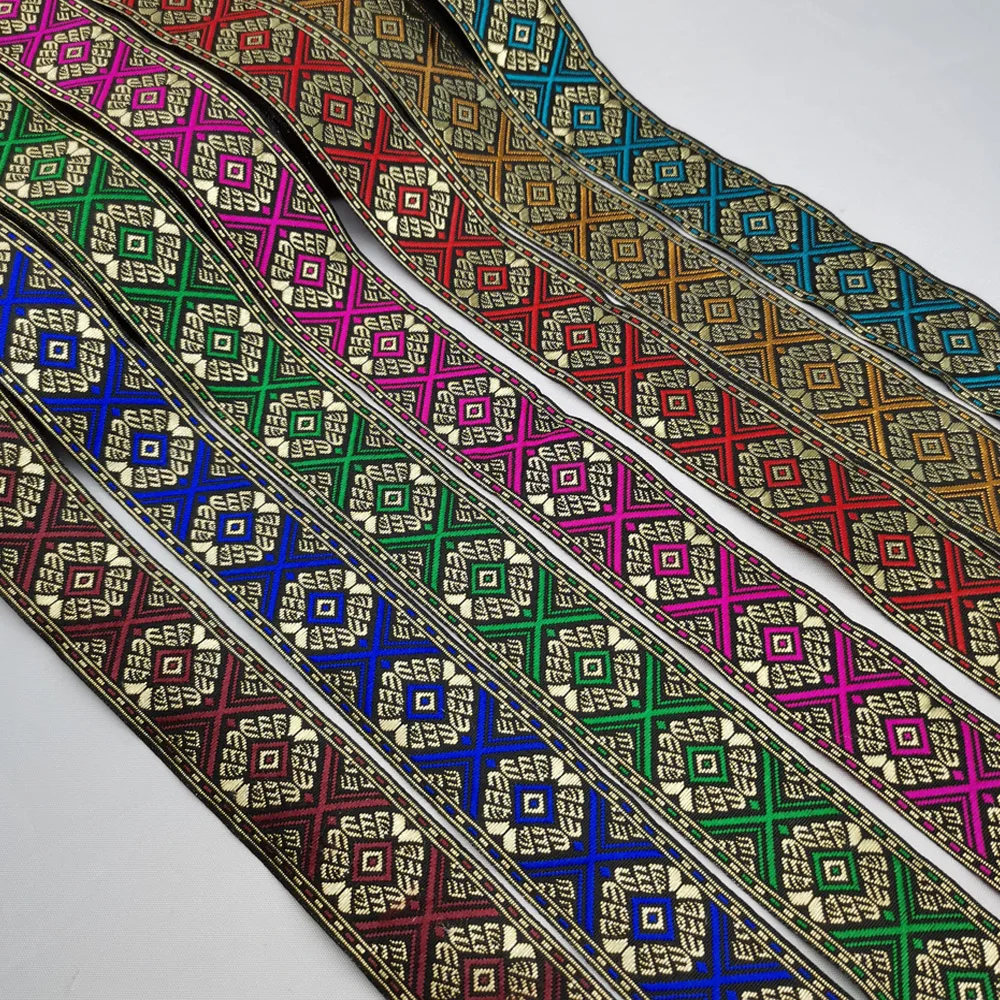 

Плетеная лента в этническом стиле, жаккардовая полоса, декоративная отделка, сделай сам, пояс шириной 33 мм, 10 ярдов