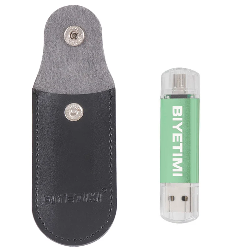 Зеленый USB флеш-накопитель Biyetimi, высокоскоростная кожаная сумка, OTG 8 ГБ, 16 ГБ, 32 ГБ, флеш-накопитель, карта памяти USB, флешка для смартфона - Цвет: Зеленый
