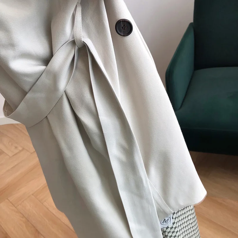 

2019 new thin windbreaker women's mid-length Korean version of the waist belt loose spring and autumn coat