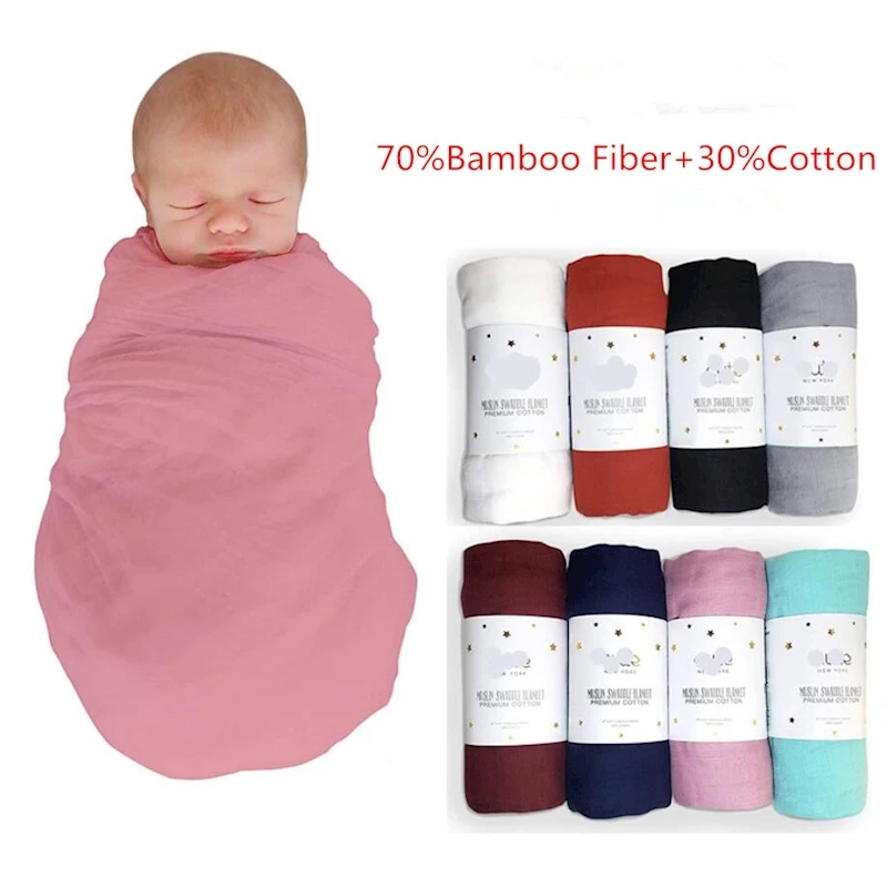 

muslin bamboo cotton baby blanket wrapper swaddle kids soft gauze bath towel muselinas para bebe muselina bebe algodon 120x120CM