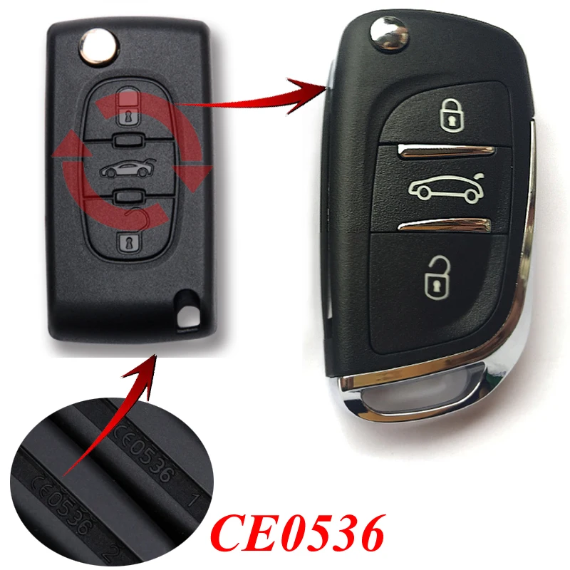 Модифицированный складной откидной Чехол для ключа peugeot 407 607 408 306 сменный 2/3