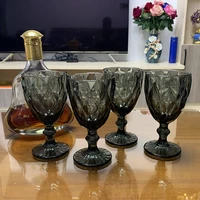 gray relief wine glasses 8oz drinking cup set of 4 wedding banquet wine glass retro diamond champagne glass beverage goblet