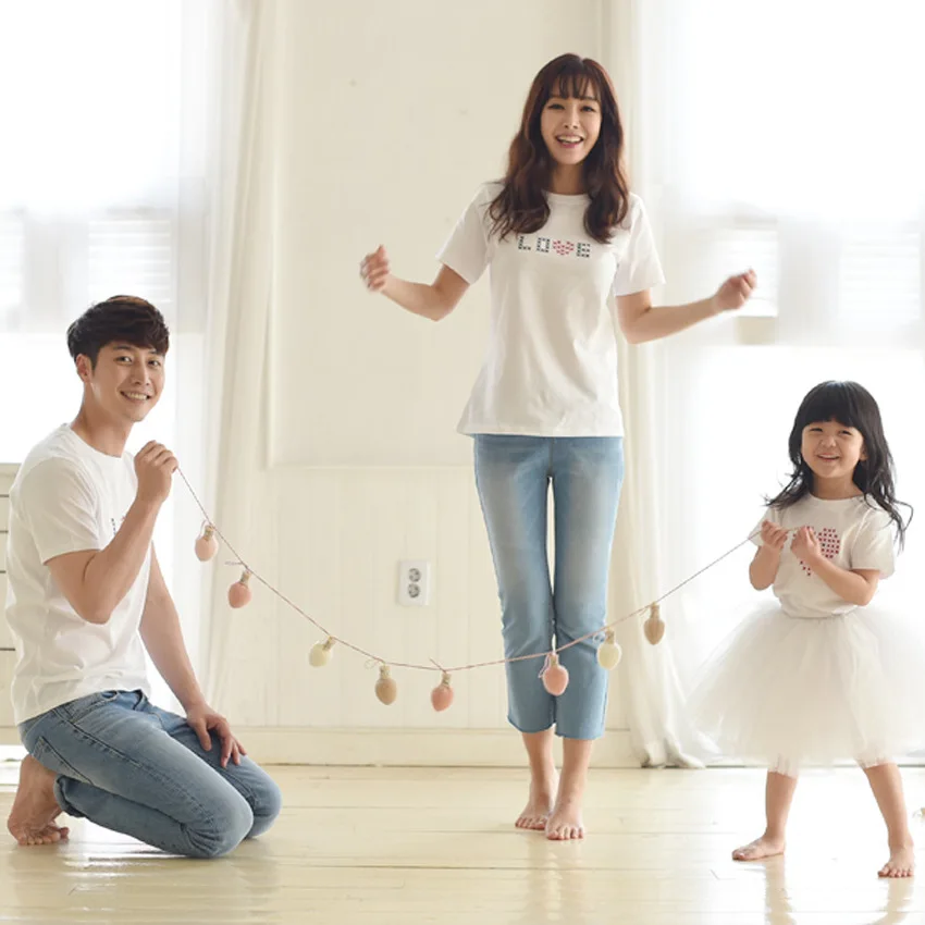 2019 г. Летняя Одинаковая одежда в Корейском стиле для всей семьи хлопковые