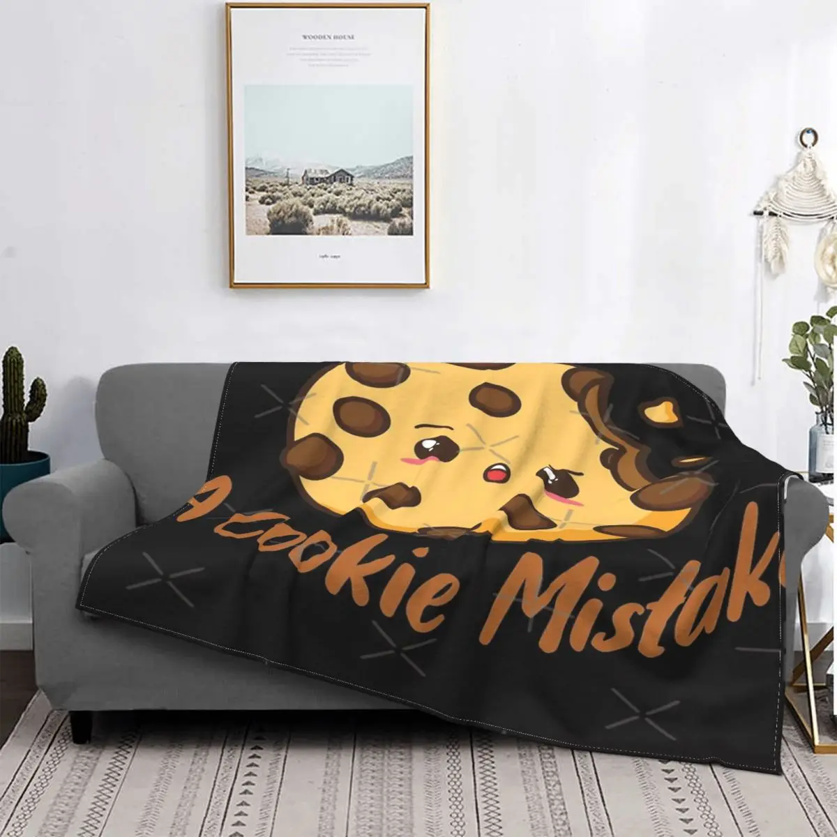

Funda de lino A cuadros para cama, manta de lana para sofá, regalo de Navidad, un error de galleta