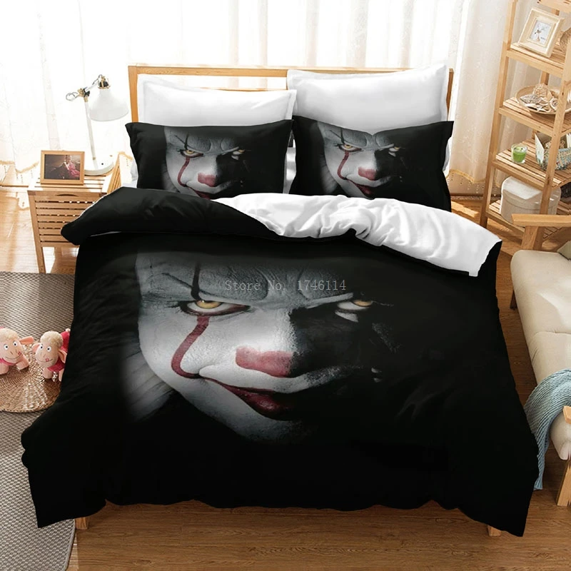 Комплект постельного белья Stephen King's It из фильма ужасы с 3d изображением клоуна