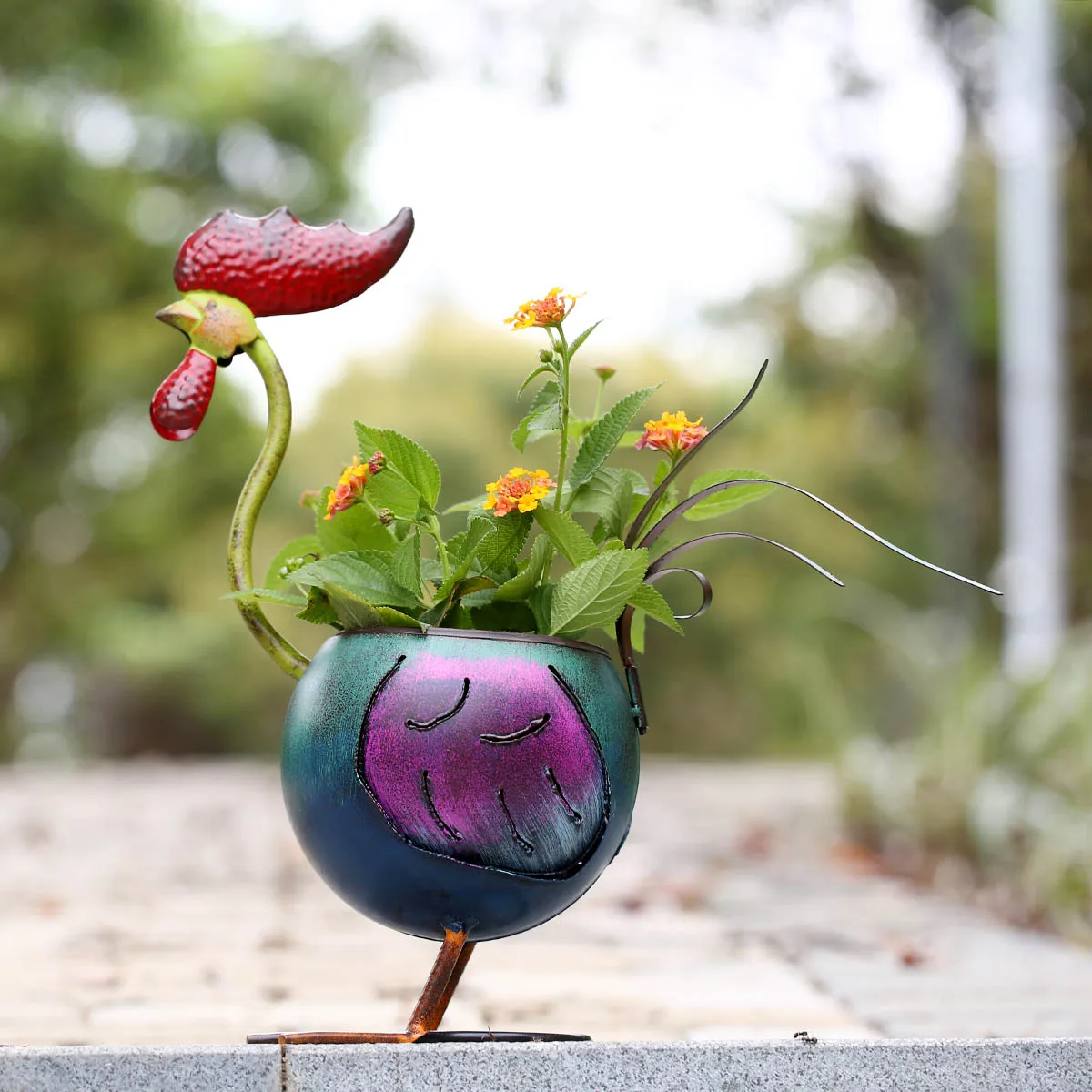 

Tooarts Rooster Flowerpot Gift Home Decoration Metal Multicolor Iron Rooster Home Furnishing Articles Artwork Home Decoration