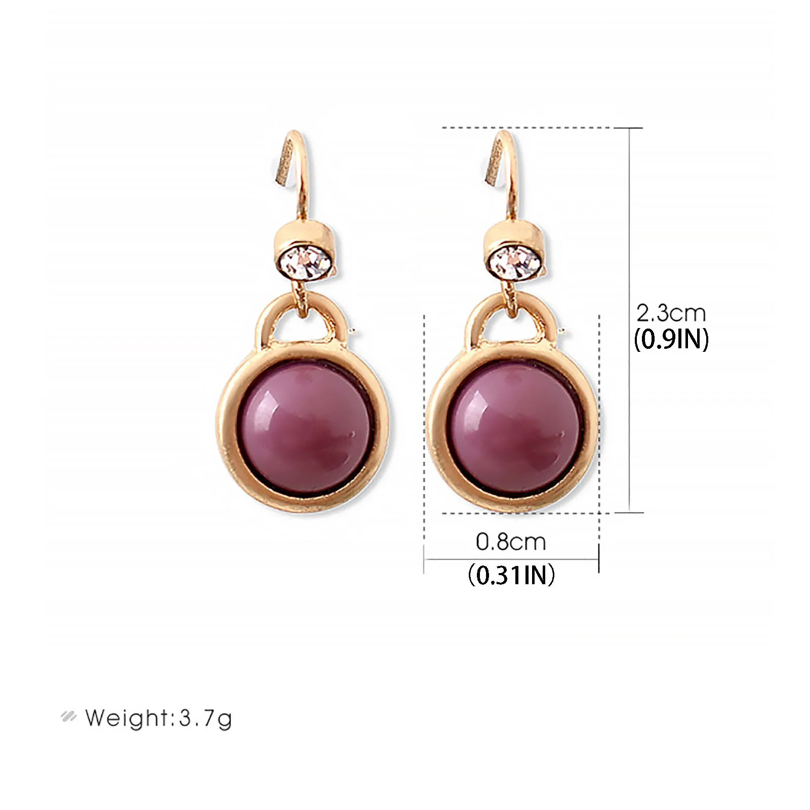 

Korean Fashion Coffee Round Gemstone Drop Shaped Women's Earrings Pendientes Boucle Oreille Femme 2021