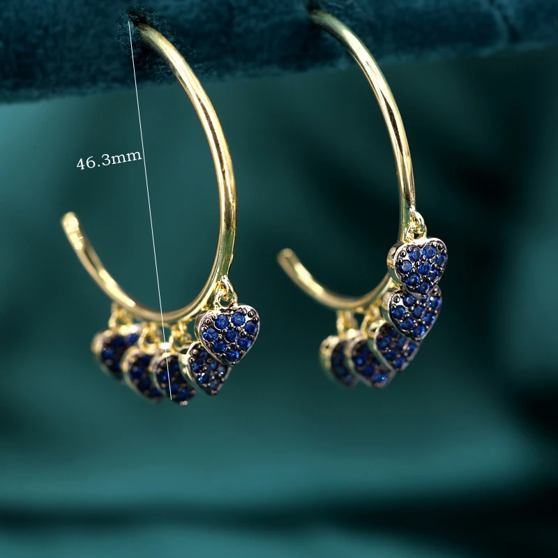 

Yurora Heart Dangle Charm Hoop Earrings For Women Gold plated Pave Colorful Cubic zirconia boho Earrings 2021 Fashion Jewelry cz