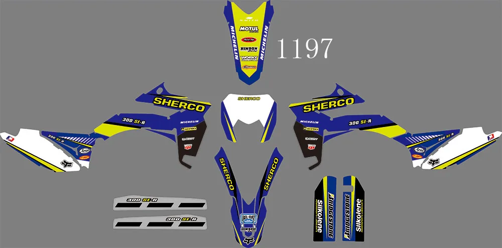 

3M Motorcycle Team Graphic & Backgrounds Decal Sticker Kits for SHERCO 250 SE ENDURO 2013 2014 2015 2016
