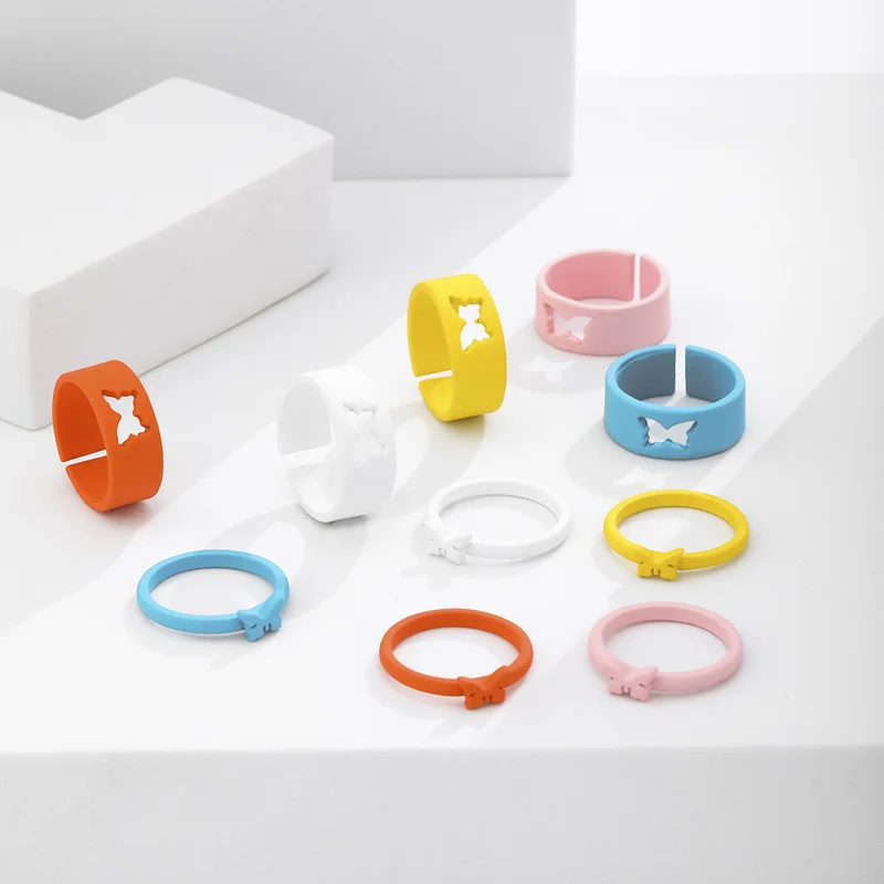 

New European and American Fashion Butterfly Ring Ladies Open Ring Jewelry 2-piece Set womens rings