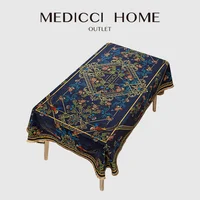 Medicci Home American Style Tablecloth Golden Pheasant Print Velvet Textured Long Desk Table Cover Cloth Retro High Grade