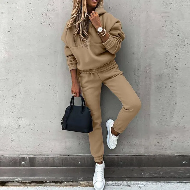 Костюм спортивный женский однотонный с флисовой подкладкой повседневный