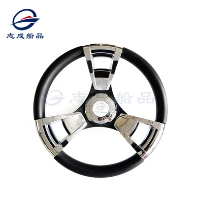 350mm Boat Steering Wheel Polished 3 Spoke boats with 3/4 Inch Shaft Boat Accessories Marine for Vessels Yacht