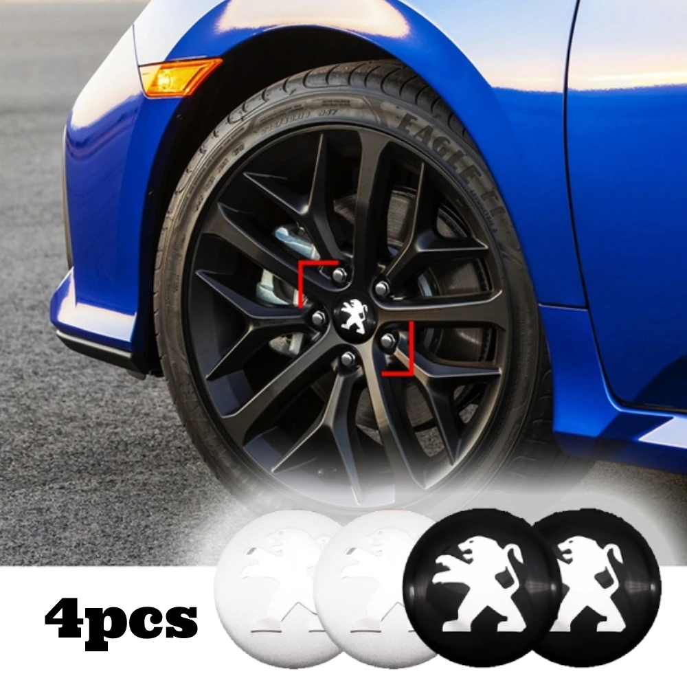 

4Pcs Metal Badge Hubcaps Decal Car Styling Tire Wheel Center Sticker For Peugeot 206 207 307 3008 2008 308 408 508 301 208