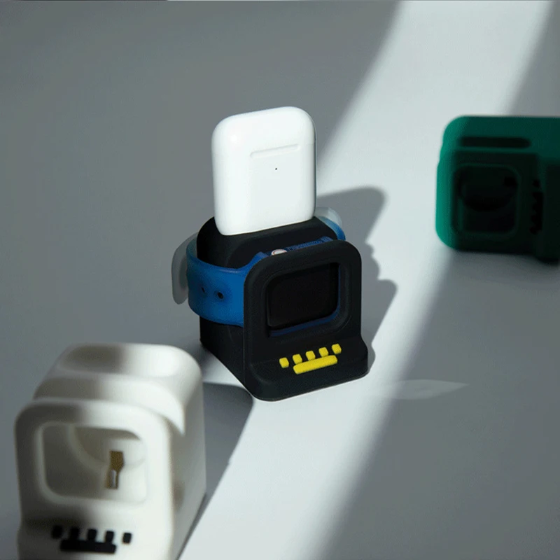 

Silicone Desktop 2 in 1 iWatch Charger Stand For Apple Watch Series 6 5 4 3 2 1 SE For AirPods 1/2 Charging Holder Dock Station