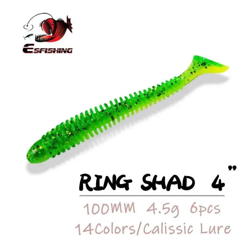 ESFISHING Swing Impact 100 мм кольцо Shad рыболовные приманки мягкие Lurekiller Jigging поверхностные