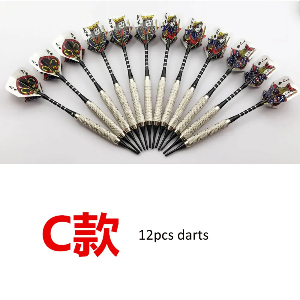 

12Pcs 19g Electronic Safe Darts Nylon Soft Tip Brass Barrel Aluminium Shaft PET Playing Cards Flights Competition Training Dart