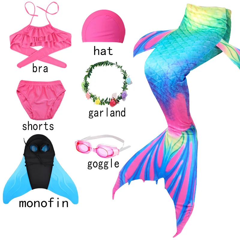 

Mermaid costumes kids Bikini Flipper Mermaid Tails swimsuit mermaid with Top For Children Girls Cosplay Costumes Swimming