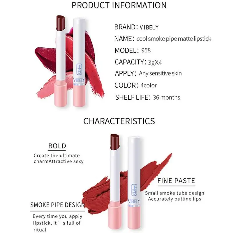 Губная помада матовая бархатная водостойкая стойкая с дымчатым тюбиком красная