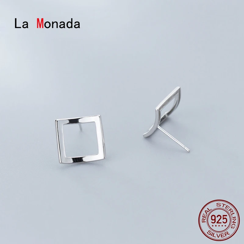 Женские Полые квадратные серьги-гвоздики La monada серебро 925 пробы оригинальные